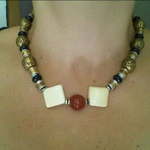 Sandra David Brass & Stone Unique Necklace